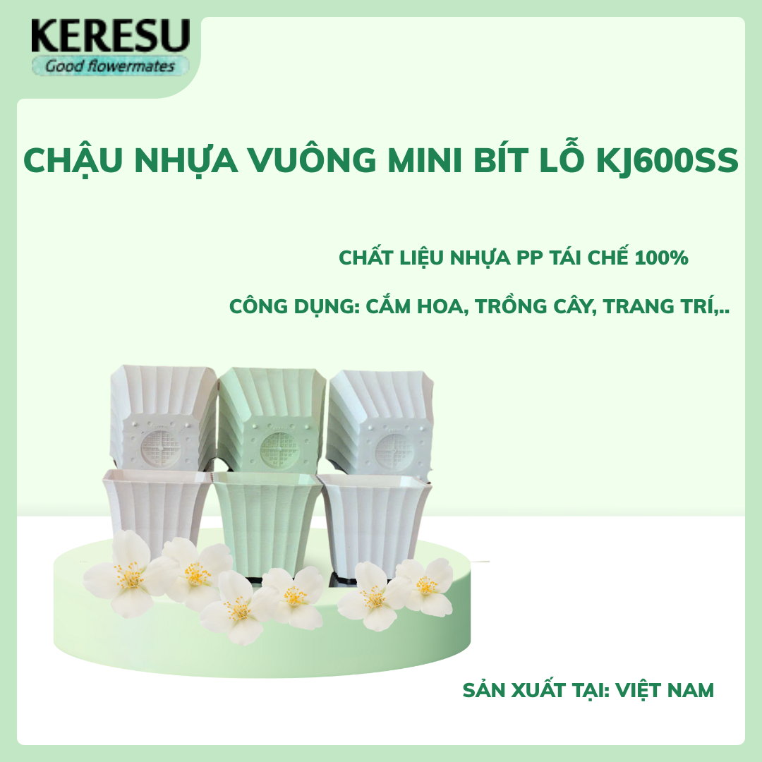 Chậu Nhựa Vuông mini Bít lỗ KJ600SS